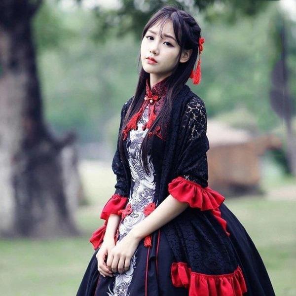 ゴスロリ ロリータファッション チャイナドレス Lolita ロリータ服 衣装 青龍風 女性 ハロウィン ドレス ロリータ ワンピース Lolita ロリータ服 パニエ付き ｖ系のファッションブランド ゴスロリ系のファッションブランド一覧