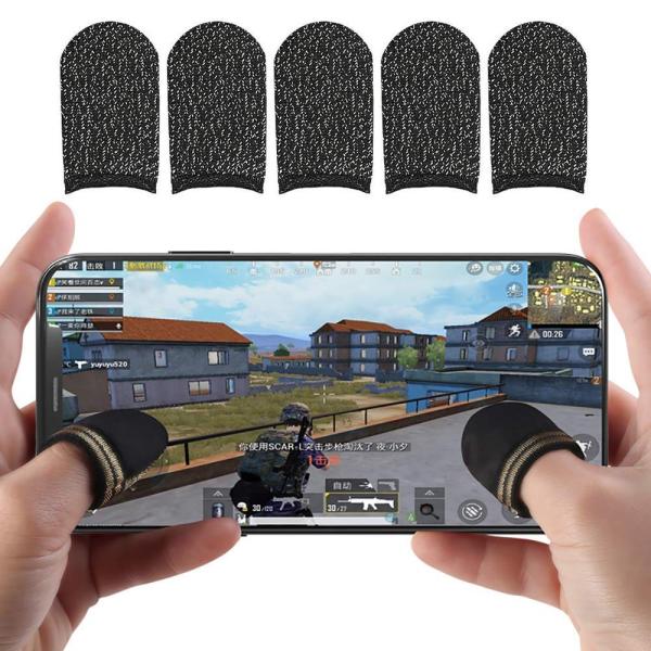 荒野行動 PUBG Mobile スマホゲーム 手汗対策 超薄 銀繊維 5個入り 指カバー 反応早い 指サック 操作性アップ 携帯ゲーム iPhone/Android/iPad スマホ対応
