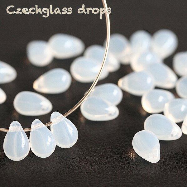 チェコガラスビーズ ドロップ 約9×6mm ホワイトオパール しずく チェコ