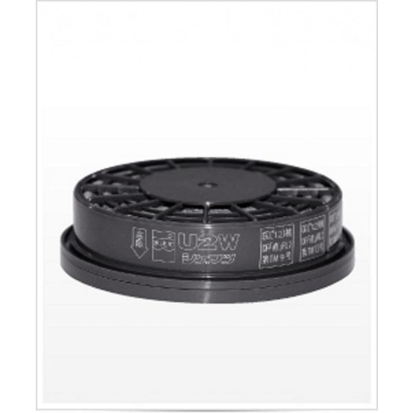 防じんマスク用ろ過材・U2Wフィルター　◆国家検定区分：RL2　◆性能：DOP96.0％　◆ろ過材の交換方法：入れるだけ　◆特長：撥水撥油/水洗可/活性炭素繊維入り（オゾン除去・不快臭除去）　◆対象粉塵の種類と作業例：石綿作業・・呼吸用保護...