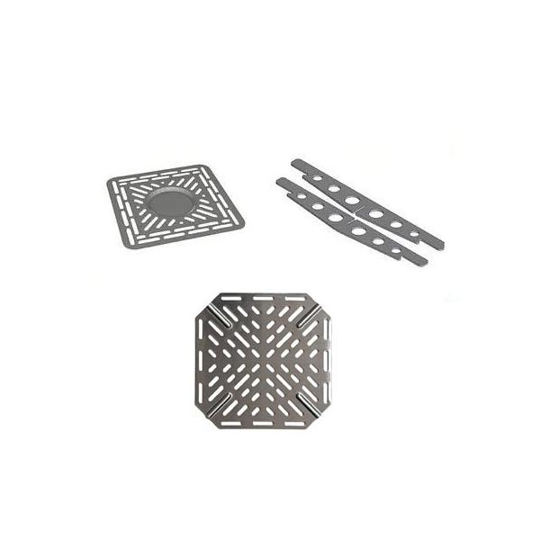 材質：ステンレスセット内容：ファイヤーグレート 65g、クロススティック 33g、ベイキングラック 91gファイヤーグレーとは、炭、固形燃料、アルコールストーブなどを設定する際に使用します。クロススティックは燃焼温度を上げるため、鍋の下に開...