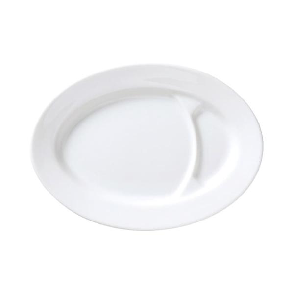 白中華 23cm ギョウザ皿【日本製 業務用食器 餃子皿 仕切皿】