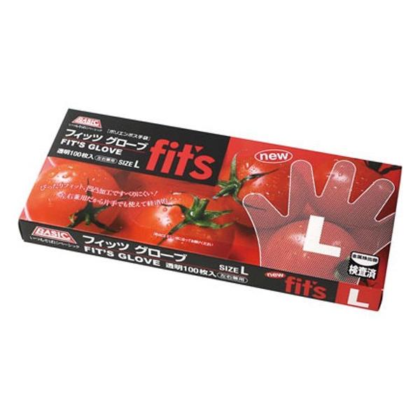 BASIC NEW FIT'S グローブ L クリア 1箱100枚入 使い捨てポリ手袋