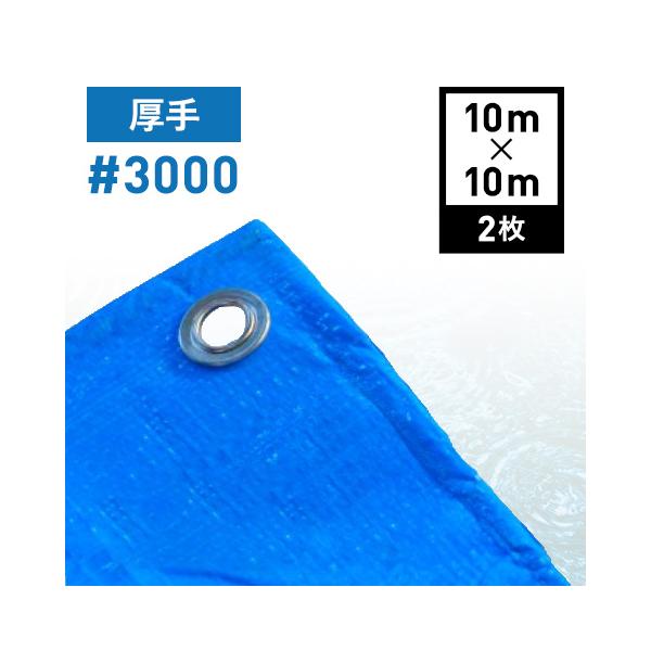 ブルーシート #3000 厚手 3000番 (10m×10m / 2枚) 工事用 一般家庭