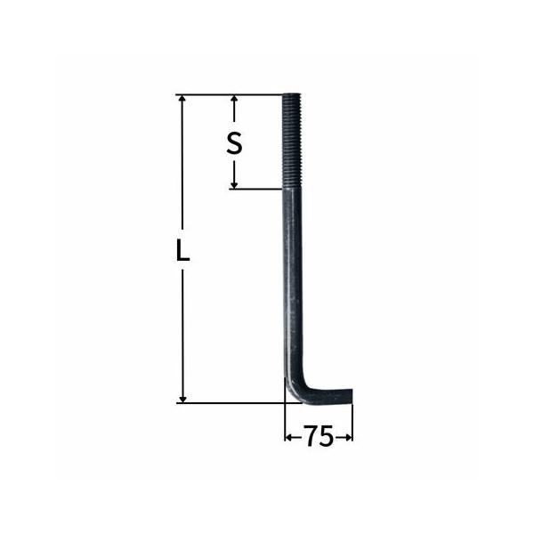 L型アンカーボルト M22 生地 (600/100 ナット1個、ワッシャー1枚付)