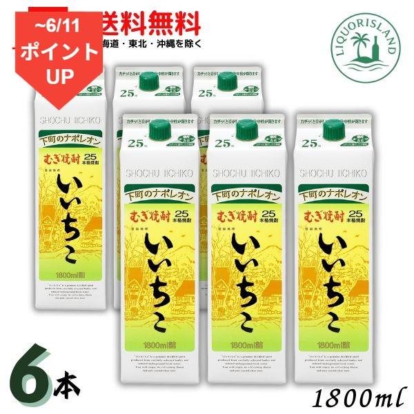 いいちこ 焼酎 25度 1.8L パック 1ケース 6本 1800ml 麦焼酎 三和酒類 送料無料 LSC
