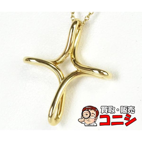 【質コニシ】【Tiffany＆Co./ティファニー】インフィニティ クロス ネックレス YG イエローゴールド K18【送料無料】j0952y