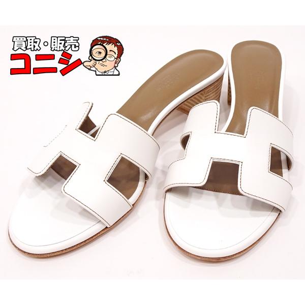 質コニシ】【HERMES/エルメス】 サンダル オラン 白 ホワイト サイズ38