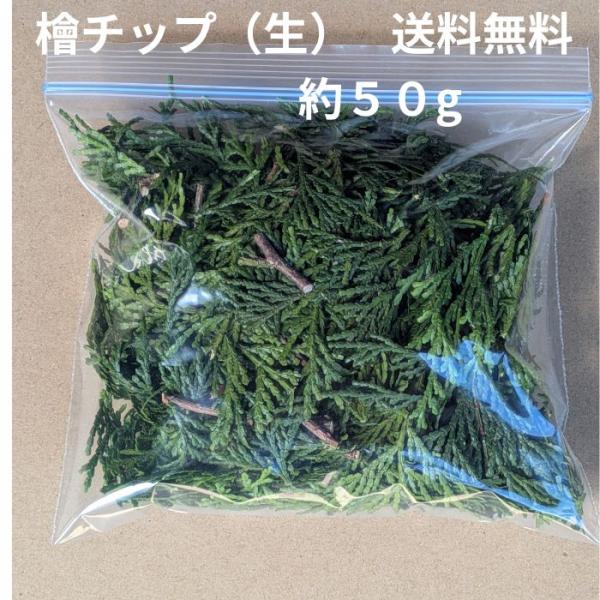 檜チップ 生 約50g お試し 送料無料 徳島県産 ヒノキ 葉 枝 天然アロマ 香り袋 芳香素材