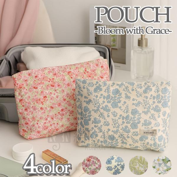 [Release date: July 30, 2025]【ギフトラッピング不可商品】【大人かわいい花柄ポーチ】華やかで実用的。毎日にときめきを添える、フレッシュでかわいらしい花柄が目を引く、大容量で機能的なポーチ。柔らかな風合いの布地に繊...