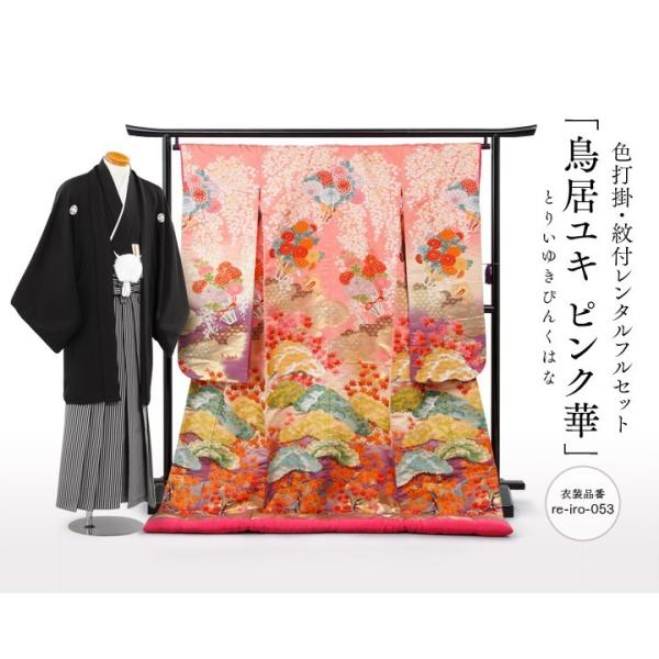 色打掛 紋付レンタルフルセット 鳥居ユキピンク華 Re Iro 053 色打掛