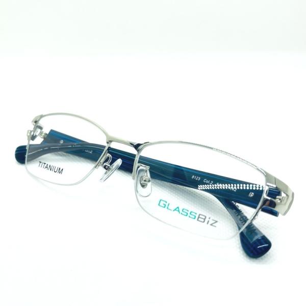 GLASSBiz 8123 C-2 シルバー ダークブルー メタル 青色 スクエア GLASSBiz 8123 C-2 シルバー ダークブルー メタル 青色 スクエア