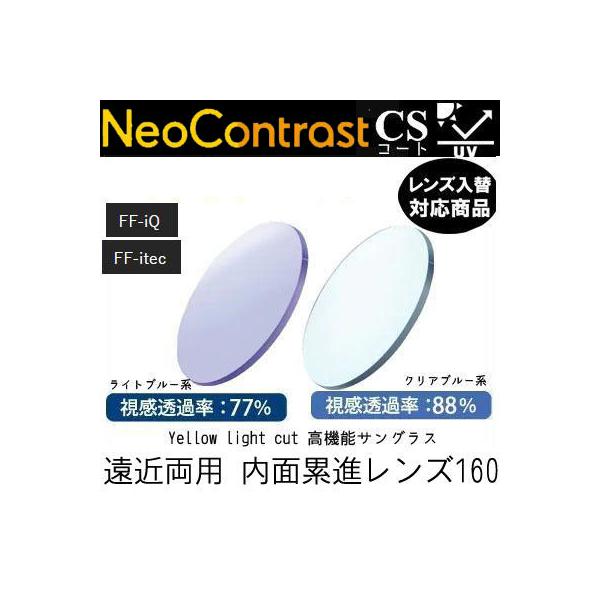 メーカー：イトーレンズレンズ： ネオコントラスト / ネオコントラストライト屈折率：1.60設計：内面累進設計ネオコントラスト　濃度23％　夜間運転可ネオコントラストL　濃度12％　夜間運転可コート：CSコート（撥水コート・ハードマルチコー...