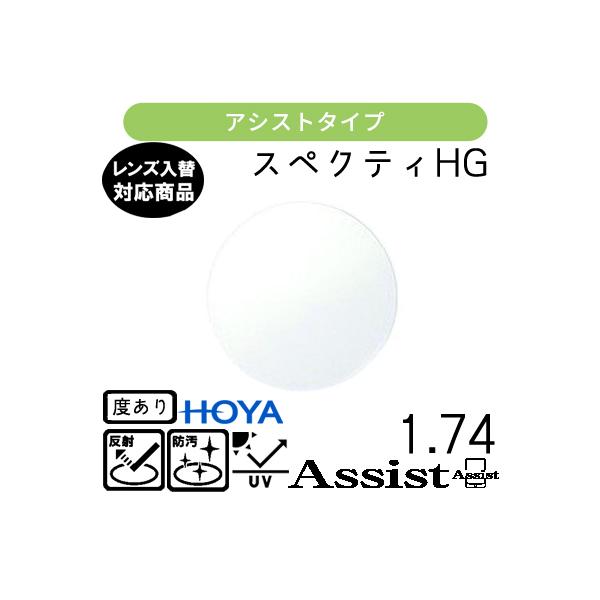 メーカー：HOYA　（ホーヤ）レンズ名：スペクティーHGアシスト 1.74 屈折率：1.74設計：内面アシスト設計コート：標準VPコートオプション　SKTコート（標準+耐傷）BPコート（標準+ブルーライトカット）VW RUVコート（標準+耐...