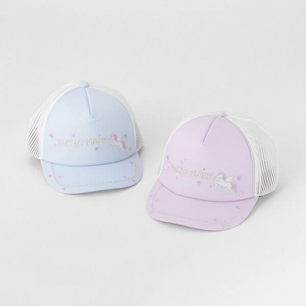 mezzo piano メゾピアノ ユニコーン キャップ 帽子 ライトブルー 水色