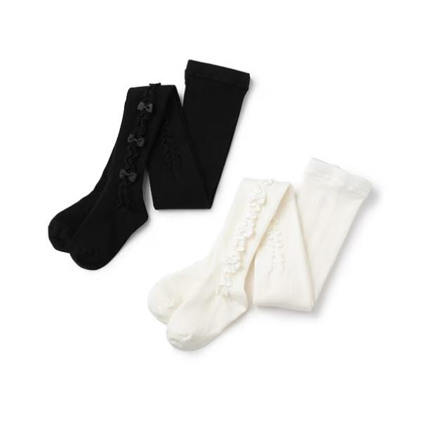 mezzo piano メゾピアノ mezzopiano サイドフリルタイツ リボン M L