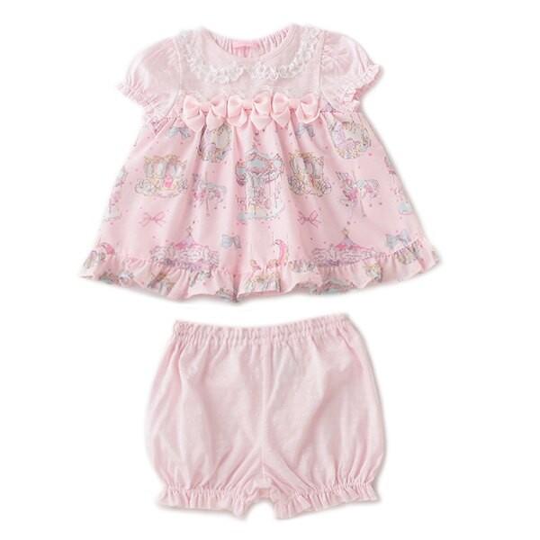 人気ブランドを メゾピアノ Mezzopiano リボンつきメリーゴーランド柄チュニック ブルマセット ピンク 70 80cm リボン 御祝 ギフト 80cm 最新人気 Www Thedailyspud Com