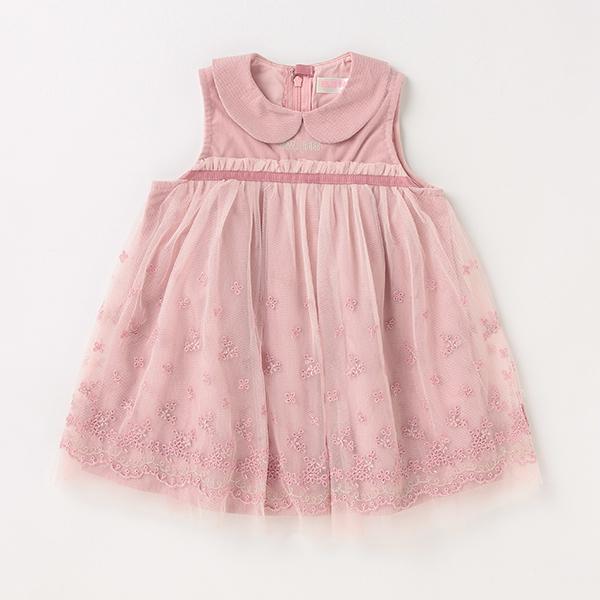 Mezzo Piano メゾピアノ 衿つき裾刺しゅうノースリーブチュールワンピース 80 90cm ベビー こにゃんこ Brand Kid S 通販 Yahoo ショッピング