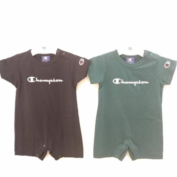 Champion（チャンピオン） ロゴプリント半袖カバーオール ロンパース