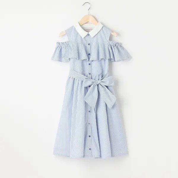 mezzo piano junior メゾピアノジュニア ストライプフレアーワンピース