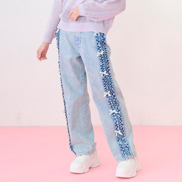 mezzo piano junior メゾピアノジュニア サイドフリルストレートデニム