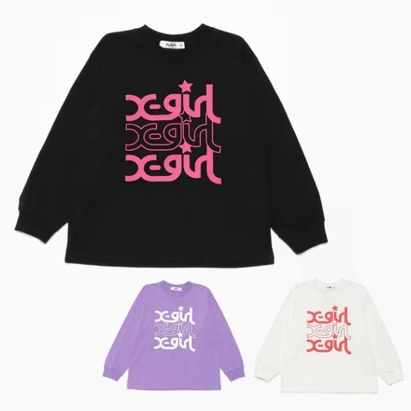X-girl Stages エックスガール ステージス ミルズロゴ長袖Tシャツ 80 