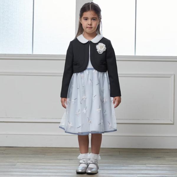 petit main プティマイン フラワー刺しゅうOP+衿つきJKセット 110 120