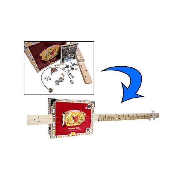 Complete DIY 3-String Fretted Cigar Box Guitar Kit with Neck