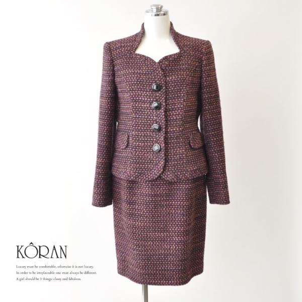 レディーススーツ 高級カラーフォーマルスーツ 冬物 女性 式典 冬物 授賞式 11号 タイトスカート 式典 11号 Ko35 8548 Ne 3864a ブティックコーラン