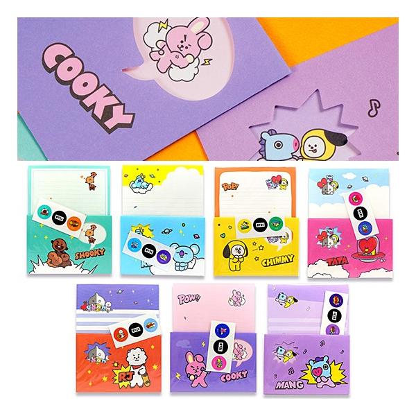 【韓国文具】BT21　窓付き封筒　レターセット　[文房具][手紙][メッセージ][かわいい][防弾少年団][公式]