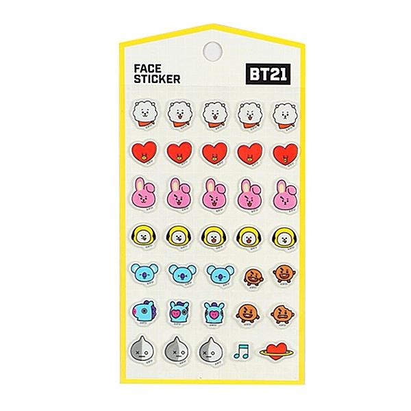 BT21　ぷっくり　フェイス　光沢ステッカー 韓国 BTS 防弾少年団 シール かわいい 公式