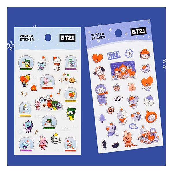 BT21 ウィンター エポキシ ステッカー 韓国 文具 文房具 シール