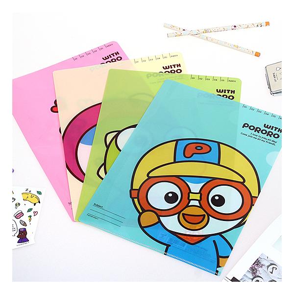 ポロロ　A4　L字　ホルダー　ファイル　PORORO 韓国 文具 かわいい 公式