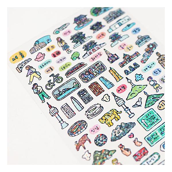 ガベージタイム ステッカー シール 韓国 まとめ売り ソウル ダイアリー キラキラ ステッカー 韓国 観光 お土産