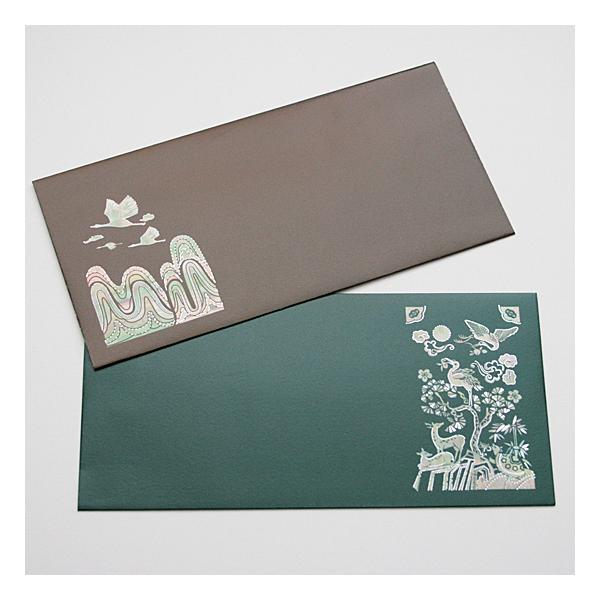 【新品】韓国国立博物館　螺鈿柄　メモ帳　手帳　韓国伝統工芸品　希少品　2冊セット 韓国 伝統 螺鈿モチーフ 封筒 茶・緑 2枚セット らでん プレゼント