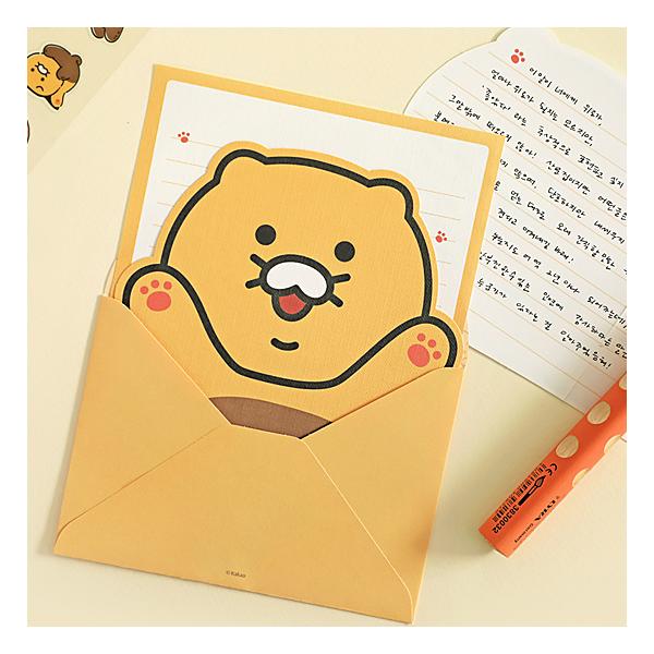 カカオフレンズ　チュンシク　キャラクター形便箋　レターセット  CHOONSIK チュンシギ 韓国 文房具 kakao friends かわいい 公式