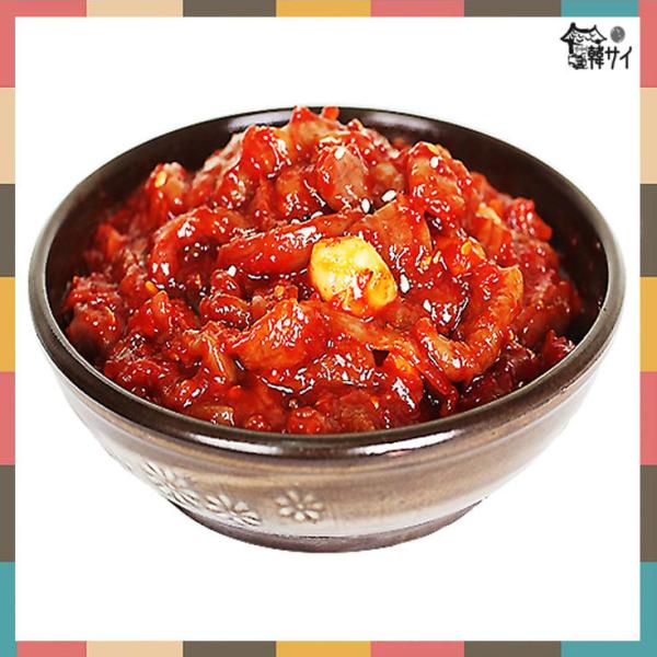 厳選した肉厚の鱈の胃袋で作り、ごま油の風味とコリコリの食感、独特の甘みが人気の 「チャンジャ」ゴマ油を少量加えて混ぜ合わせたチャンジャを温かいご飯の上にのせると、より一層美味しく頂けます。そのまま、酒のおつまみにも絶妙の一品です。変に甘くな...