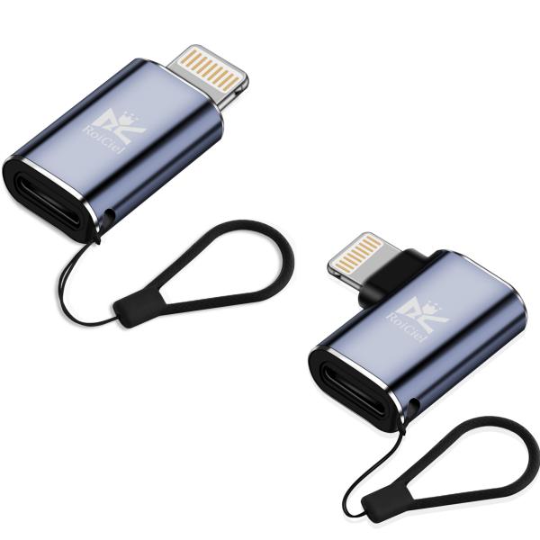 RoiCiel iphone変換アタブター(ストラップ 付)　最大PD30W出力　Type-CからLightningへアルミニウム合金製変換アダプター/変換コネクターUSB PD to ライトニング E-Markerケーブル/アップル純正U...