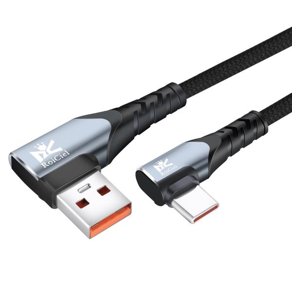 RoiCiel L字型コネクター USB-A to USB-C ケーブル最大66W出力対応11V/6A急速充電 USB3.0 最大5Gbpsデータ転送 Type-Cアンドロイド スマホ その他USB-C機器対応