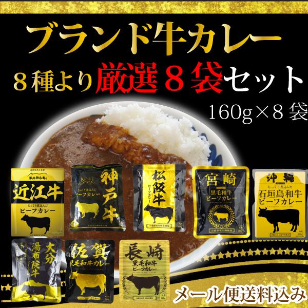送料無料 メール便 ご当地 こだわり ビーフカレー 4食セット 6種類から選べる (松坂牛/近江牛/宮崎牛/神戸牛/米沢牛/北海道十勝牛) レトルトカレー (株) 響