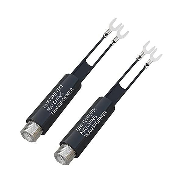 Cleqee 2個 75Ω-300Ω アンテナ整合器 F型メス フィーダーアンテナ変換器 アンテナ線 テレビTV/FMアンテナ/チューナー/ラジカセ/ミニコンポ/同軸ケ