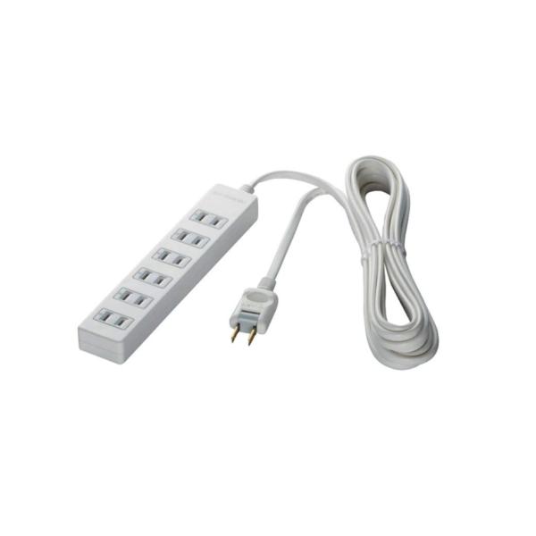 バッファロー BUFFALO 2ピン電源タップ 6個口 雷サージガード 2m ホワイト BSTAPSG2620WH