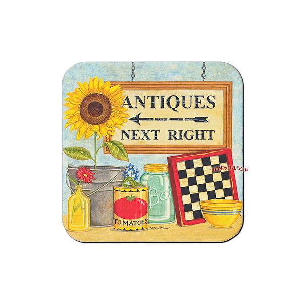 USA製のカントリーデザインのコースターです。（新品）明るいパステルカラーのようなデザインからシックな色合いまで20種類以上を販売しています。表面はラミネート加工がしてありますので水や熱にも強いです。サイズ（約）：9.5cm角ｘ厚0.3cm...