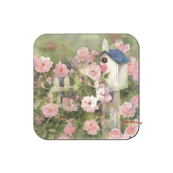 USA製のカントリーデザインのコースターです。明るいパステルカラーのようなデザインからシックな色合いまで50種類以上を販売しています。表面はラミネート加工がしてありますので水や熱にも強いです。サイズ（約）：9.5cm角ｘ厚0.3cm／アメリ...