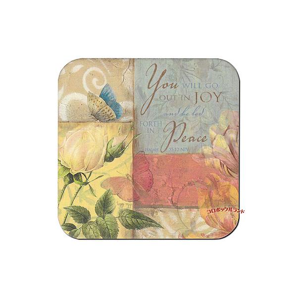 USA製のカントリーデザインのコースターです。明るいパステルカラーのようなデザインからシックな色合いまで50種類以上を販売しています。表面はラミネート加工がしてありますので水や熱にも強いです。サイズ（約）：9.5cm角ｘ厚0.3cm／アメリ...