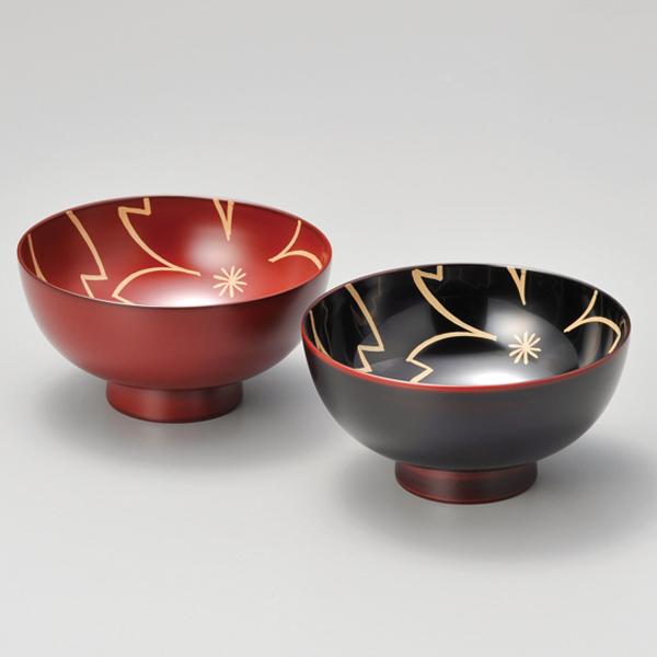 内桜 夫婦汁椀 ペア 古代朱溜 越前漆器 お椀 漆器 ギフト 内祝い