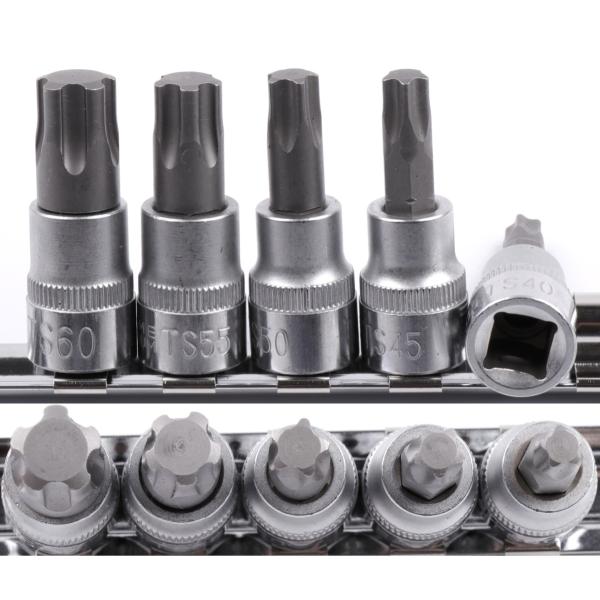コシハラ 差込角 9.5mm(3/8インチ) 5角形 ペンタローブビットソケットセット TS40-45-50-55-60 軸S2 全長48mm 5点セット 台湾製 KOSHIHARA M802