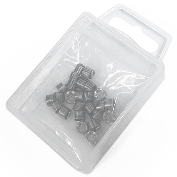 ねじ穴リペアセットM5×P0.8用のネジコイルM5×P0.8の25個入りです。ねじ穴が潰れたりして、ネジが入らなくなったねじ穴を修正するためのネジコイルです。ネジコイル端部に切り折り用の切り目が入れられていて、端部の処理がきれいにできます。...