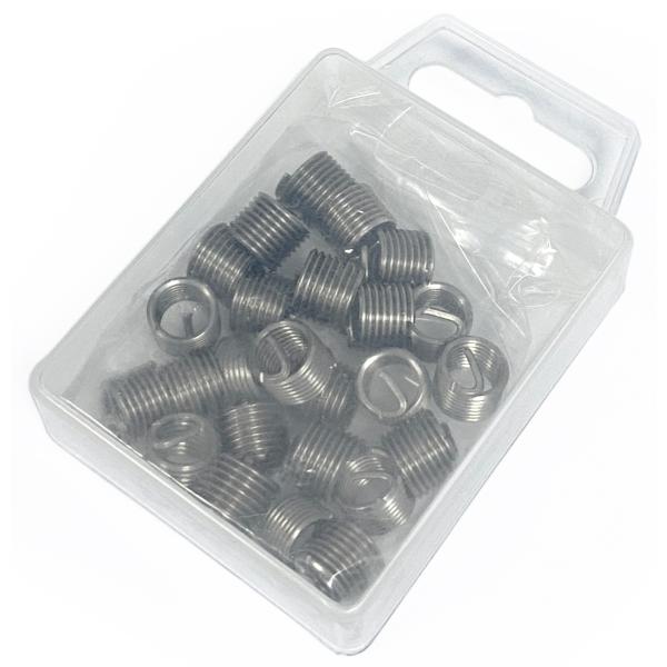 ねじ穴リペアセットM8×P1.25用のネジコイルM8×P1.25の25個入りです。ねじ穴が潰れたりして、ネジが入らなくなったねじ穴を修正するためのネジコイルです。ネジコイル端部に切り折り用の切り目が入れられていて、端部の処理がきれいにできま...