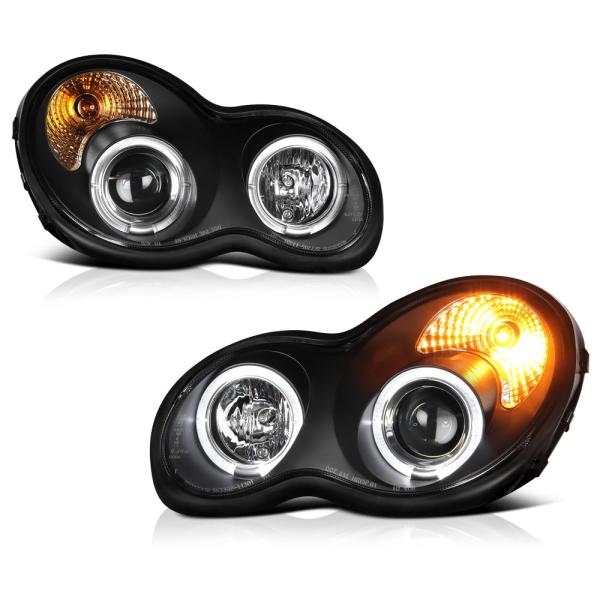 【並行輸入品】[2001 2007 メルセデスベンツ W203 Cクラス セダン ワゴン ハロゲンモデル用] LED ヘイローリング ブラック